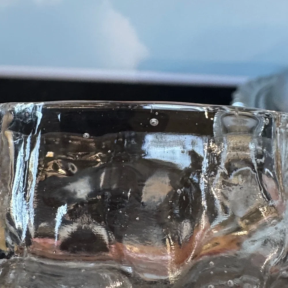 Vintage 1970 Ingrid Glashütte clear glass bark vase/candle holders